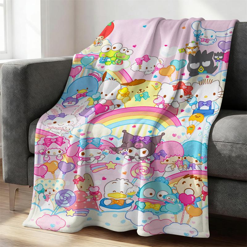 Игривое фланелевое одеяло-коллаж Sanrio, мягкое, теплое, плед, покрывало для дивана, кровати Hello Kitty, легкое летнее одеяло для сна, милый подарок