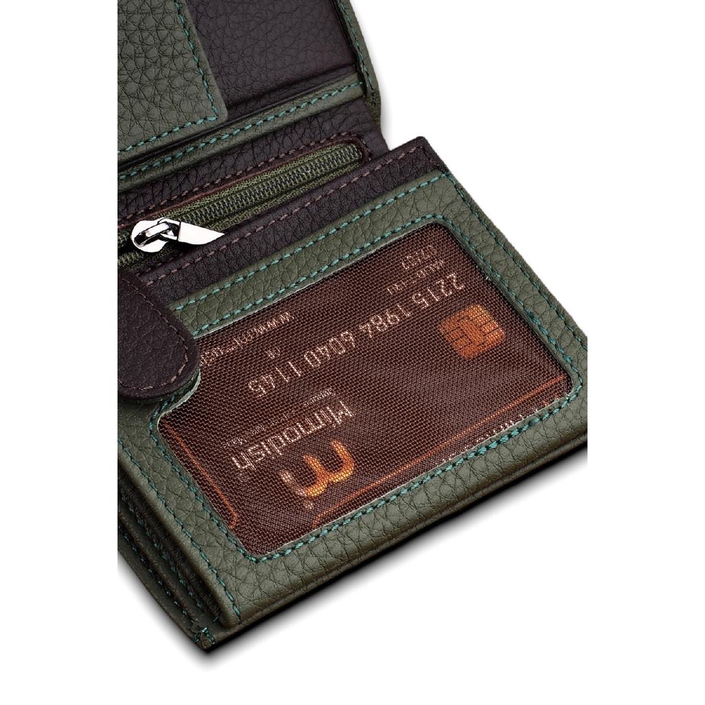 Роскошный мужской кошелек цвета хаки Camel с монетными глазами