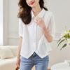Pure Cotton White Shirt for Women Short-sleeved Summer New Style Design Niche Style Loose Top