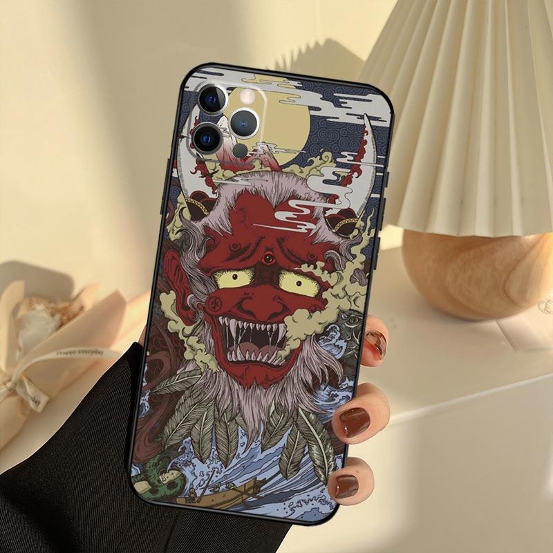 Чехол для телефона с маской Они самурая Для iPhone 13 16 15 11 12 14 17 Pro Max 12 mini 15 16 Plus 16e 17 Air Cover Funda