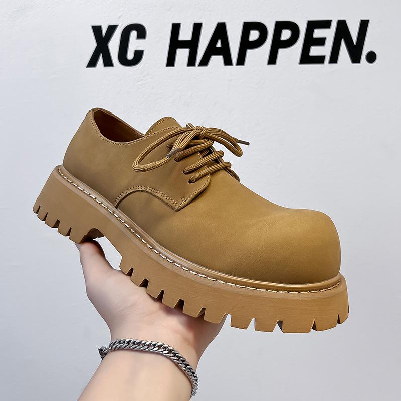 Новые осенние туфли дерби с большой головой, мужские низкие туфли Martin, толстая подошва, увеличивающая толщину, повседневные кожаные туфли для мужчин 1035-T