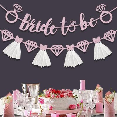 Европейский и американский свадебный декор: Тюлевая юбка 'Невеста' Блестящий баннер с дизайном обручального кольца