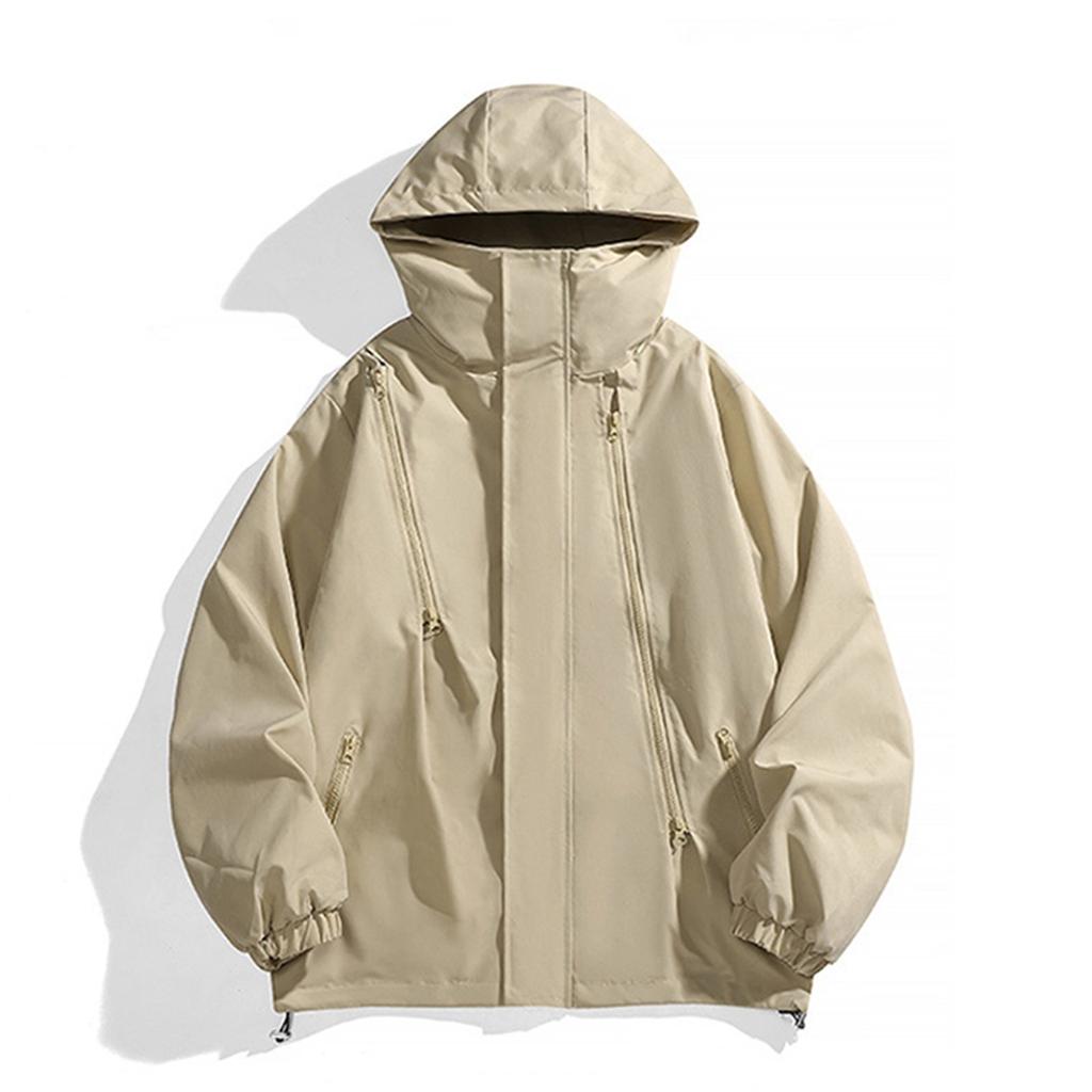 Унисекс Осенняя повседневная спортивная однотонная ветрозащитная куртка на молнии Рабочая куртка