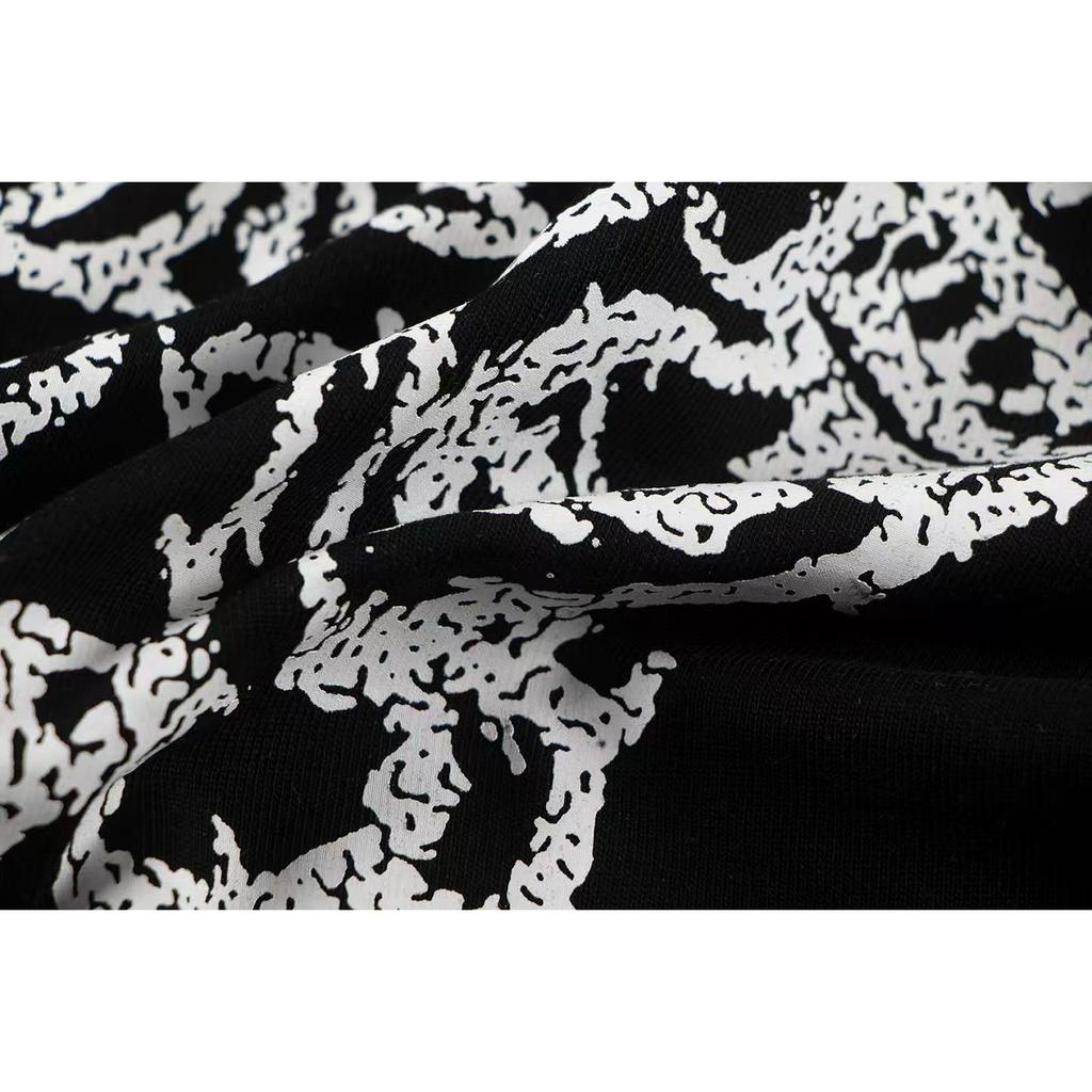 W344 CHROME HEARTS 2025 Летняя новая высококачественная хлопковая свободная футболка с круглым вырезом большого размера для мужчин и женщин, парная футболка