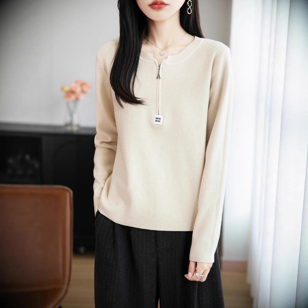 DAFIFY Женская мода повседневная осень-зима однотонный принт длинный рукав O-образный вырез свитера