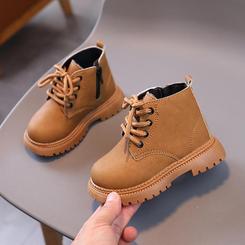 Children's Autumn Boots Solid Color Round-toe Kids Boots for Girl Fashion Thick Bottom Causal Boys Platform Ankle Boots Non-slip