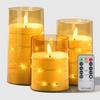 3-Pack Flameless LED Candle Gold Gray Transparent Acrylic LED Lamp Electronic Candle for Christmas Halloween Wedding Home Decor