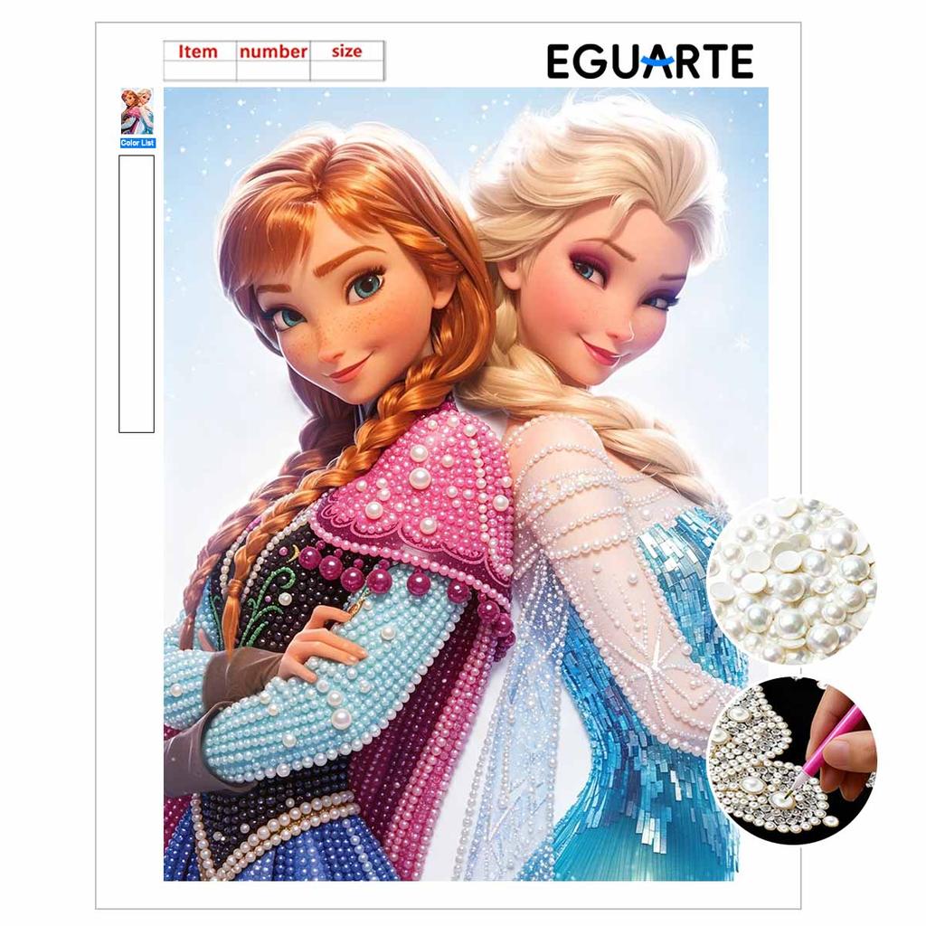 Disney Жемчужная живопись Анна и Эльза Жемчужная арт-живопись Набор для жемчужной живописи Набор жемчужной арт-живописи Подарок для начинающих взрослых Творческий декор для стен дома