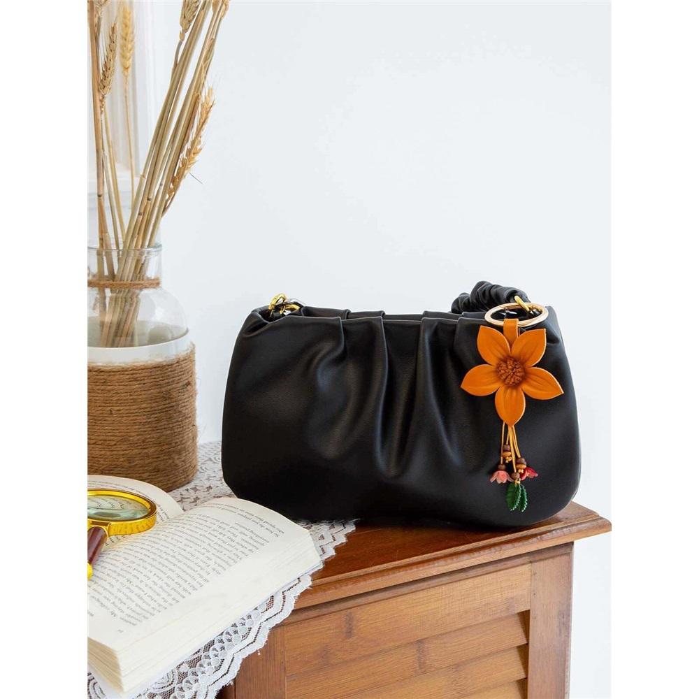 Креативный брелок для ключей в виде цветка из натуральной кожи, винтажное кольцо для ключей от машины и подвеска для сумки