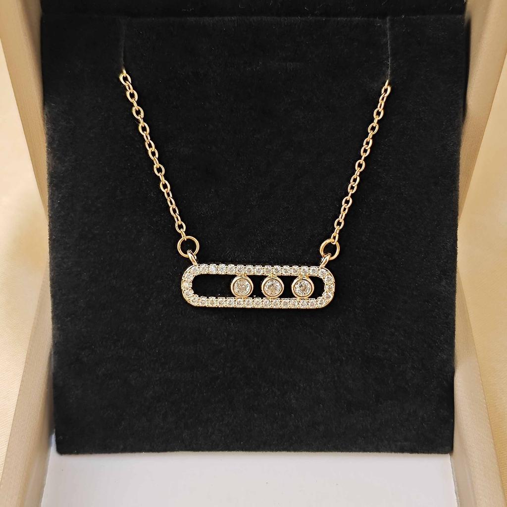 Simple Zircon Pin Pendant Necklace Women's Simple Light Luxury High-end Jewelry Accessories