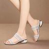 Women Slippers Summer Women's Fashion Low Heel Square Head Open Toe Outdoor Beach Sandals Mujer Size 35-43