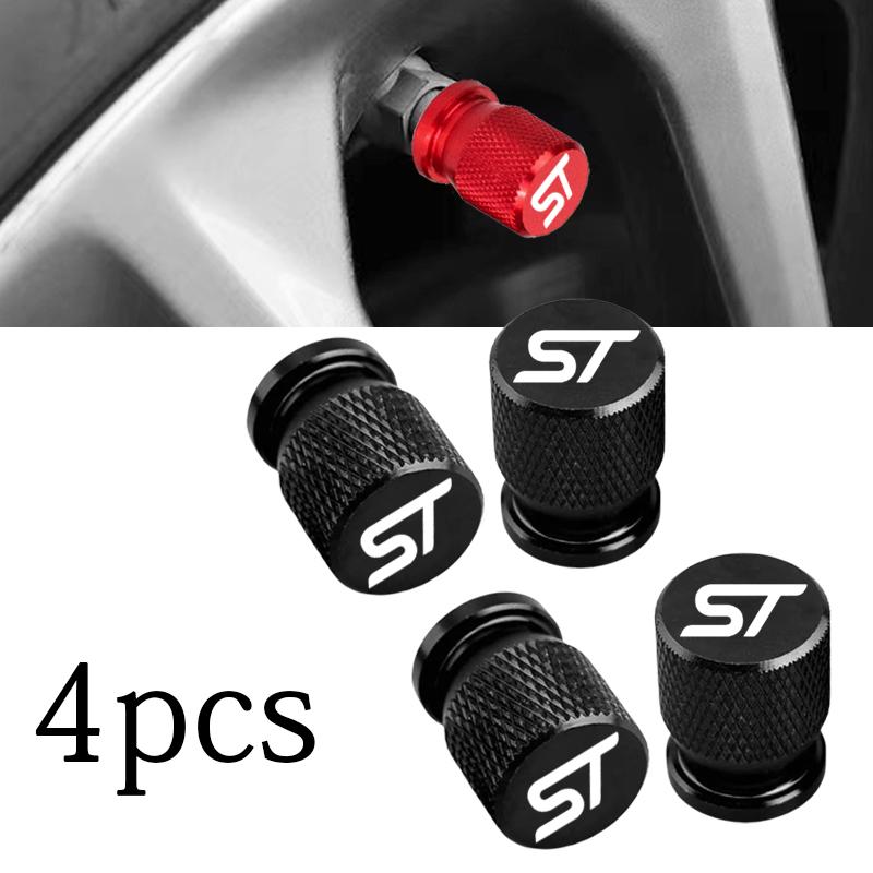 XXUI3 4pcs For Ford ST FOCUS 2 3 Mondeo Fiesta Kuga MK2 MK3 MK4 Car Wheel Tire Valve Caps Tyre Stem Covers Airdust Waterproof