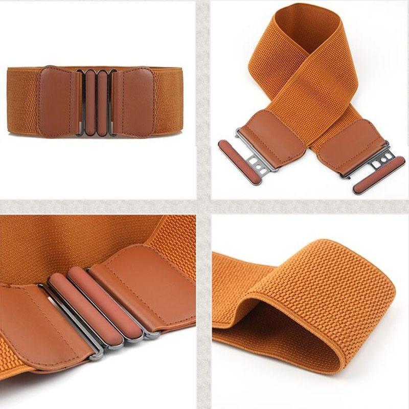 Модный женский женский ремень из искусственной кожи с широкой эластичной пряжкой и тонким поясным ремнем
