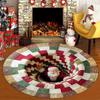Santa Claus Round Carpet 3D Optical Illusion Pattern Floor Mat Christmas Holiday Decor Non-Slip Rug for Living Room Bedroom