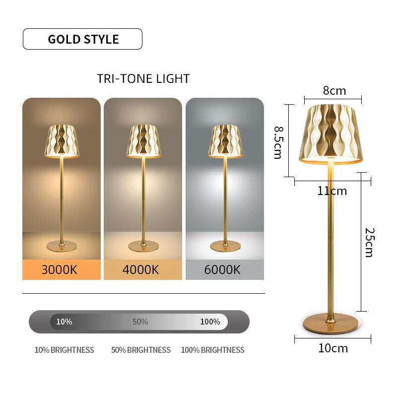 3 цвета Настольная лампа Перезаряжаемый настольный ночник Сенсорное затемнение Прикроватные лампы Освещение для обеденного стола Для отеля Бара Кафе Свет для настроения