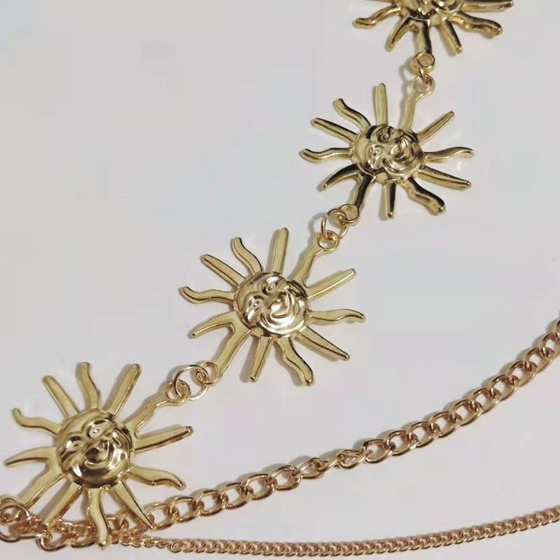Waist Chain for Women Smiling Face Metal Sun Flower Belt Body Chain Adjustable Dress Waist Decoration
