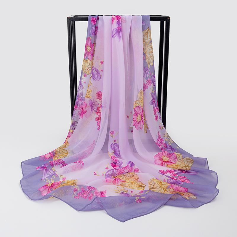 Summer Chiffon Printed Versatile Sunscreen Shawl Lightweight Baotou Square Towel