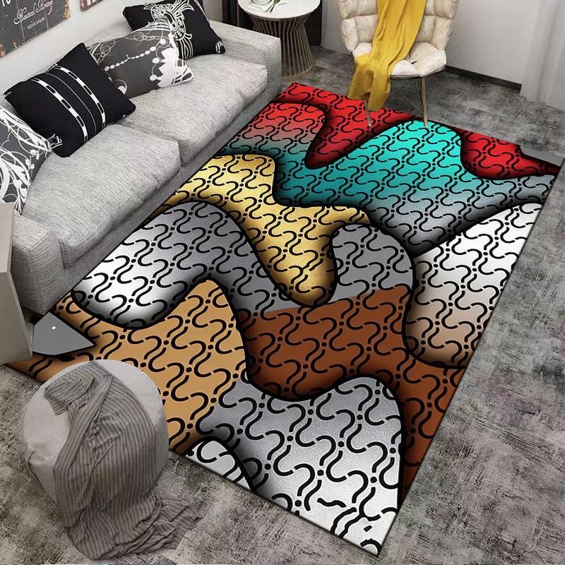 Colorful Abstract Pattern Carpet, Multicolor Wave Design Rug for Home Suitable for use as an anti-slip for living room bedroom sofas