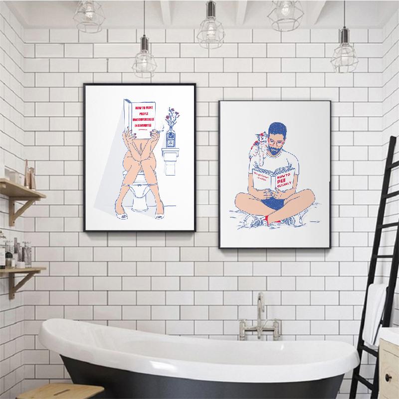 Скандинавская мода для туалета, как чисто пописать, забавные настенные постеры, фотографии для декора туалета, настенная живопись для ванной комнаты, печать на холсте