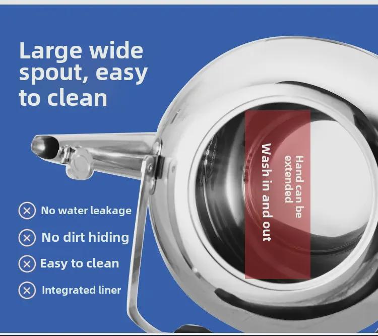 Электрический чайник со свистком из нержавеющей стали 304, большой емкости, с функцией автоматического отключения и изоляцией для домашнего использования