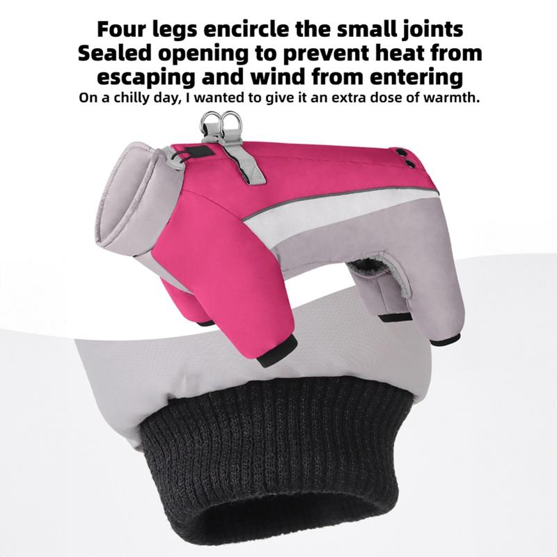 Warm Dog Coat 4 Legs Fullbody Covered Windproof Winter Dog Vest with Harness Reflective Turtleneck Dogs Snowsuit Puffer Jacket