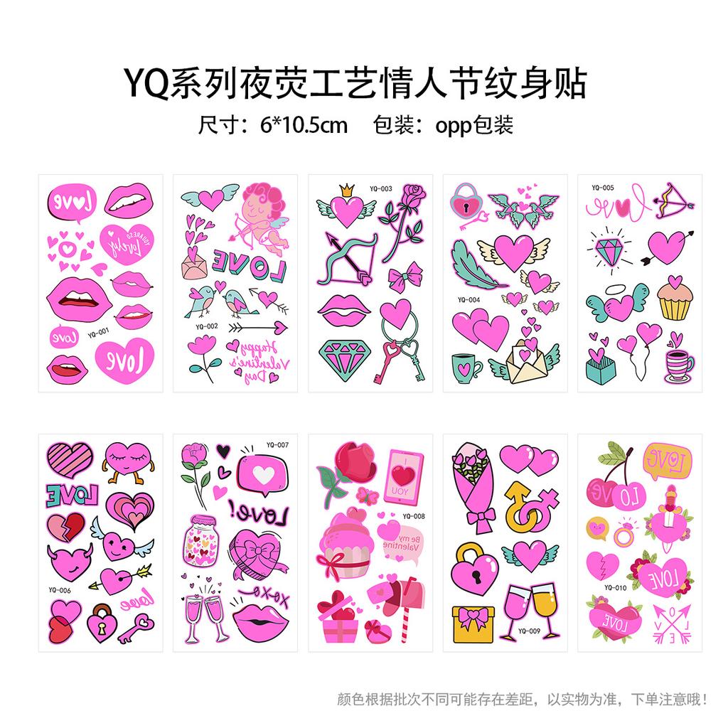 День святого Валентина Светящаяся пудра Татуировка Наклейка Ночной клуб Бар Музыкальный фестиваль Вечеринка Мужская и женская Флуоресцентная Татуировка Наклейка