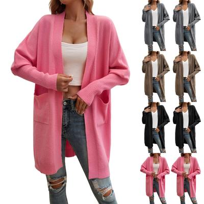 Женские кардиганы большого размера, однотонный мягкий вязаный кардиган с длинными рукавами и карманами