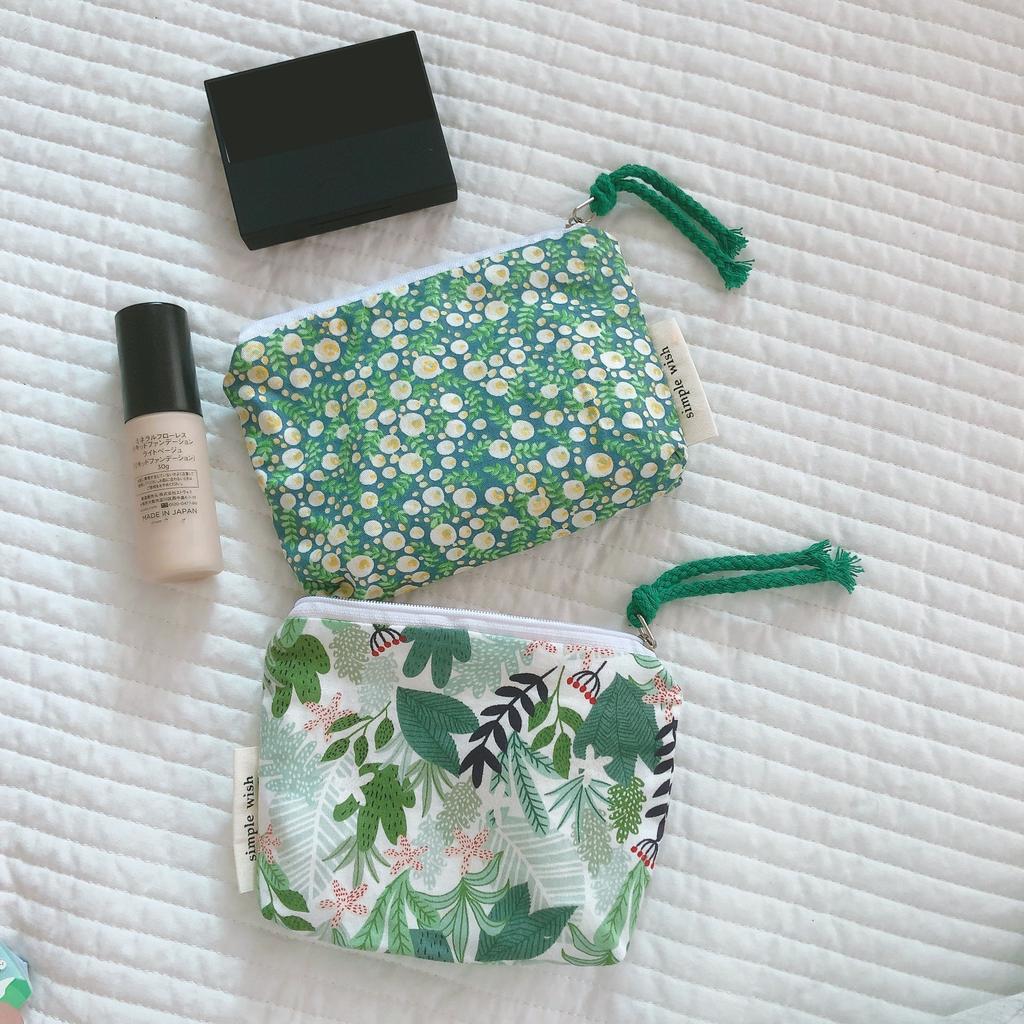 Mini Cotton Floral Organizer Bags for Women Bag Small Fabric Cosmetic Make Up Bag Little Purse Coin Pouch Children Cosmetic Case