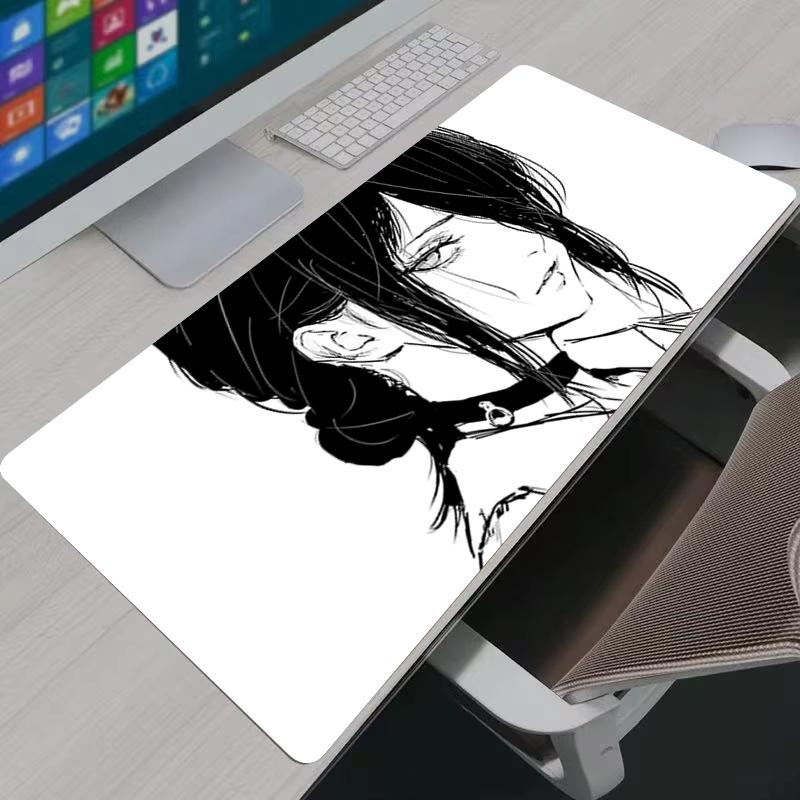 Коврик для мыши Черно-белая Аниме Девушка Резе Deskmat Офисный Нескользящий Крайний Блокиратор Игровые Аксессуары Человек-бензопила Клавиатура Мышь