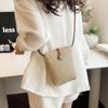 Simple Casual Messenger Bag Women's Versatile Straw Woven Small Square Bag Summer Niche Fashion Mobile Phone Bag