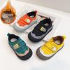 Детская осенне-зимняя спортивная обувь - Мальчишеская повседневная, Девичьи кеды для скейтборда на липучках, Цветные блоки в корейском стиле, С подкладкой из искусственного меха.