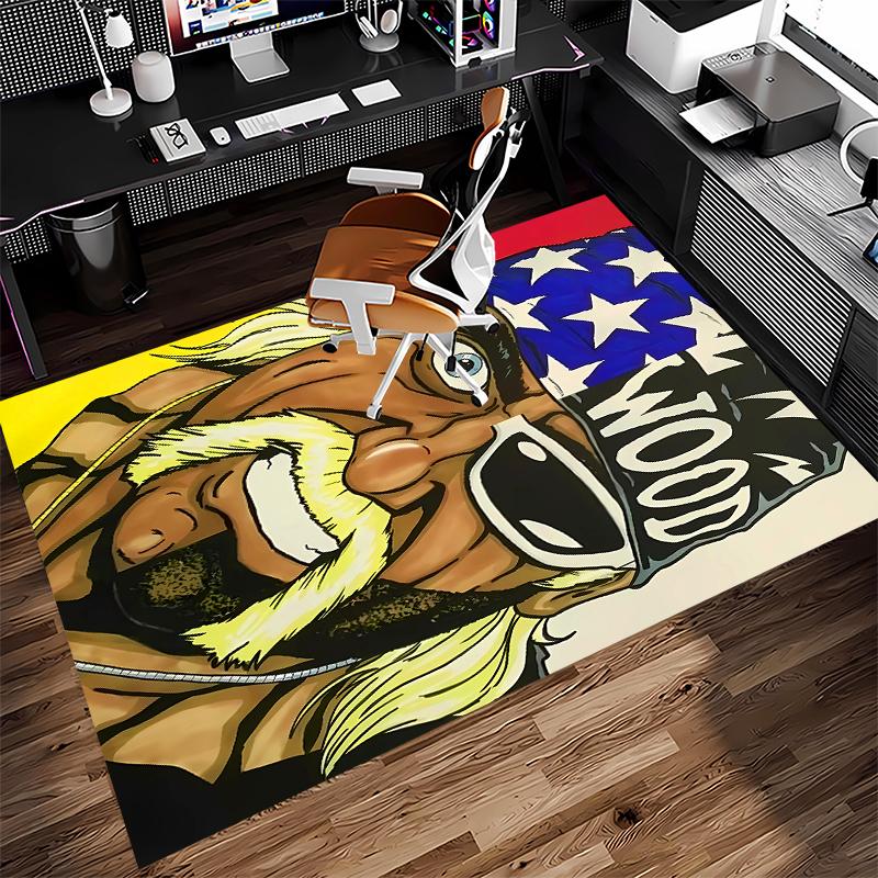 1pc Hulk Hogan1 Print Area Rug - Soft, Washable Non-Slip Indoor Mat for Office Chairs, Living Room, Home Office Decorative Rug