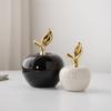Christmas Ceramic Apple Figurine Modern Nordic Decorative Ornament Luxury Tabletop Sculpture for Home Office Living Room