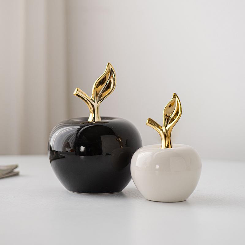 Christmas Ceramic Apple Figurine Modern Nordic Decorative Ornament Luxury Tabletop Sculpture for Home Office Living Room