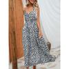 Fashion Leopard Print Suspender Dress Women Summer V Neck Elegant Loose High Waist Casual Midi Dresses Female Simple Women's Clothing