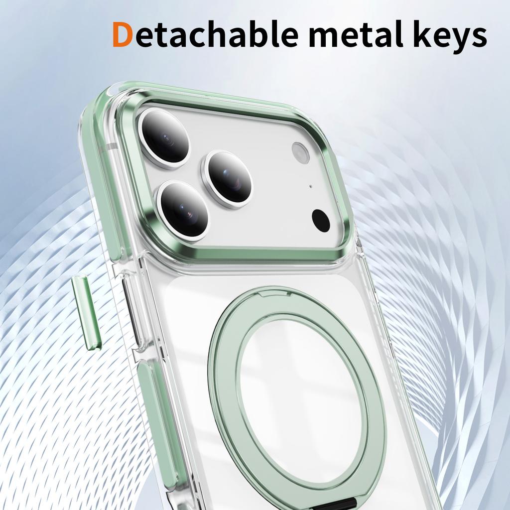 For iPhone 17 Pro Max Case Compatible with MagSafe Rotating Kickstand Shockproof TPU PC Acrylic Clear Phone Back Cover