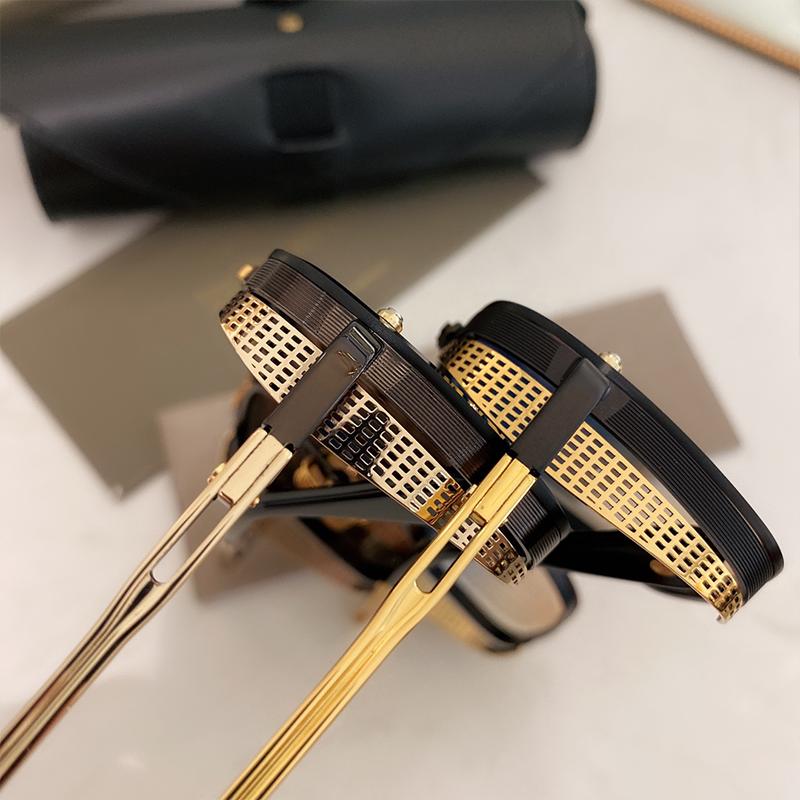 Men's Luxury Black Gold Diamond Cut Pilot Sunglasses Limited Edition Top Quality Hand Craft Double Bridge Alloy Solar Glasses