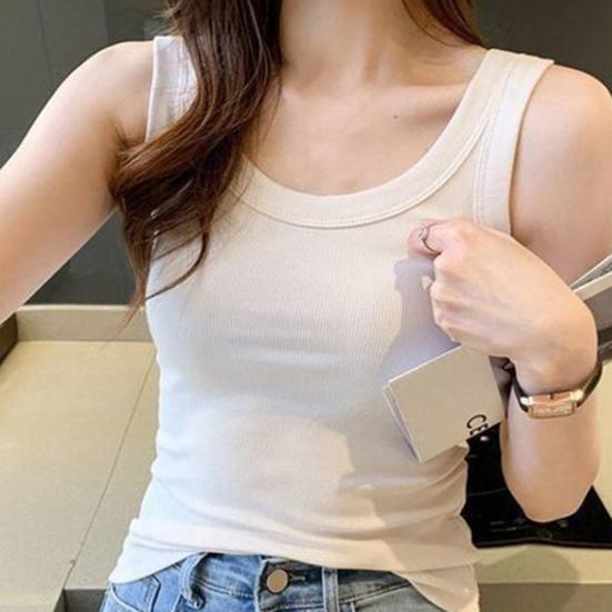 Женская ребристая майка с круглым вырезом без рукавов, топ-майка, облегающая базовая летняя футболка для вечеринок, уличной повседневной одежды