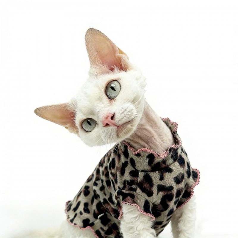 Lightweight Sleeveless Leopard Print Cat Dress Devon Rex Short Hair Cats Breathable Pet Apparel