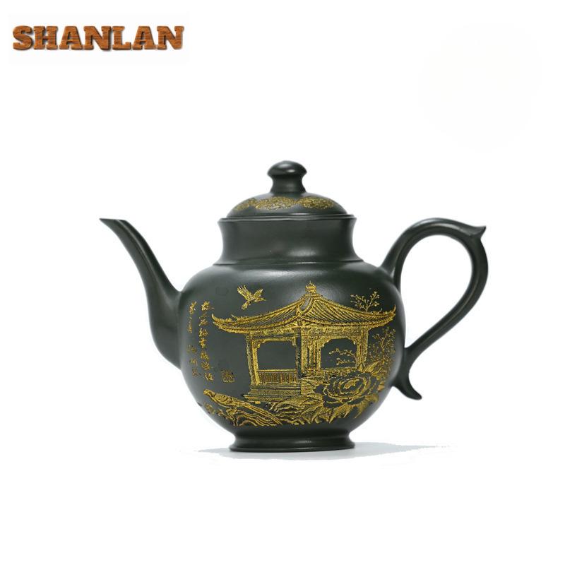 250ML Exquisite Yixing Purple Clay Teapots Handmade Duo Qiu Pot Raw Ore Green Mud Kettle Chinese Zisha Tea Set Decoration Craft