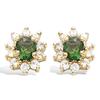 [R4168] - Gold Plated Earrings 'Victorina' Emerald Green White Gold - 10x8 Mm