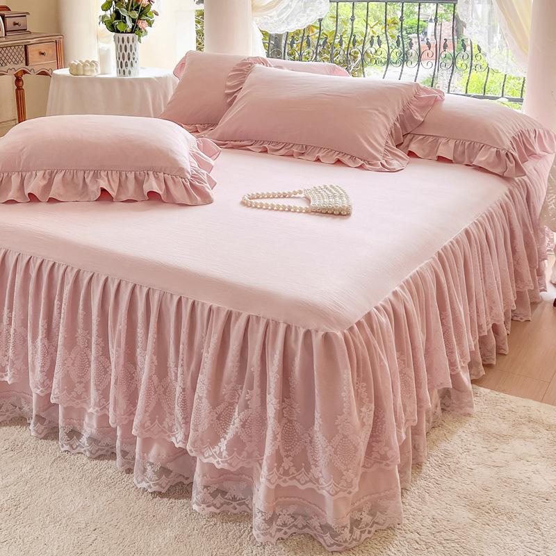 Весна и лето, кружевная юбка-кровать, одинарный кружевной матрас принцессы с начесом, нескользящий защитный чехол, покрывало, подарок