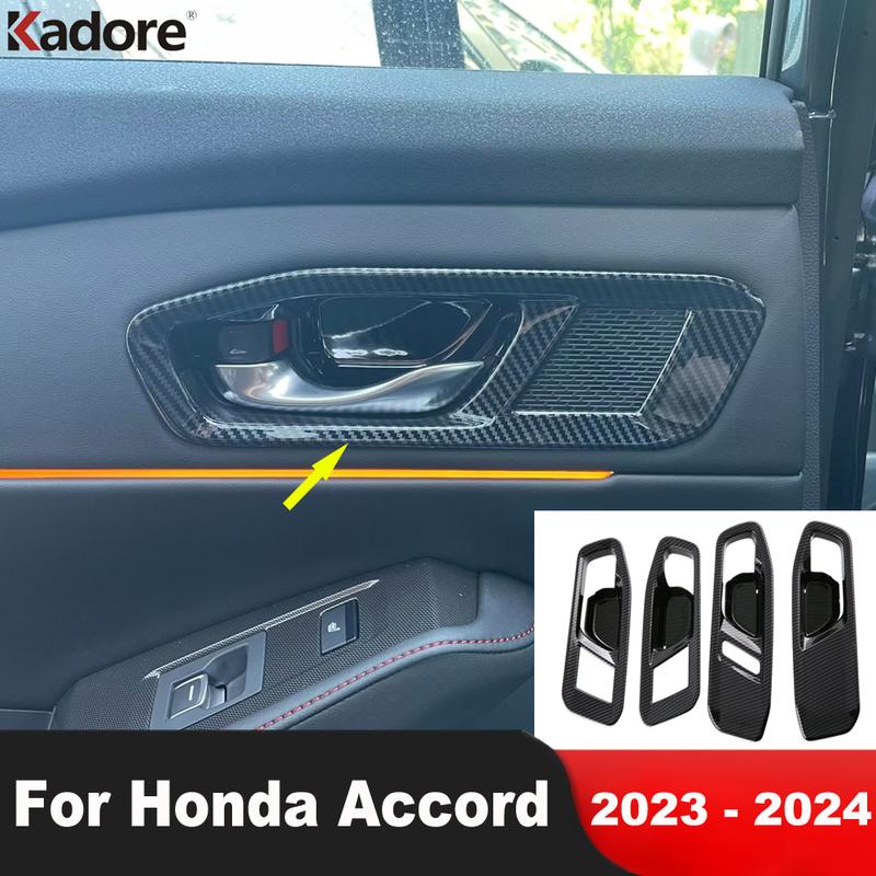 For Honda Accord Sedan 2024 Carbon Fiber Car ide Inner Door Handle Bowl Cover Molding Trim Interior Accessories
