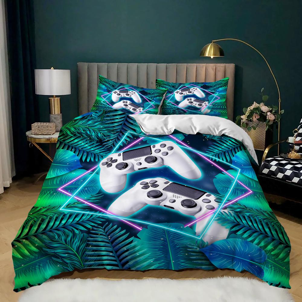 Gamepad Kit 3D Digital Printing Quilt Cover E-Sports Boy Bedding Three-Piece Set