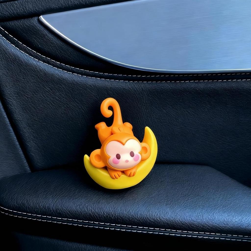 Mini Monkey Dashboard Decorations, 4 Pcs Car Dashboard Decor Rear View Mirror Ornaments, Cute Car Accessories for Women