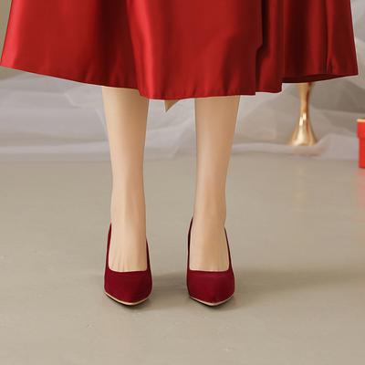 Модная французская свадебная обувь для женщин 2025 Весна Лето Осень Новинка Толстый каблук Острый носок Не утомляет ноги Обувь для невесты