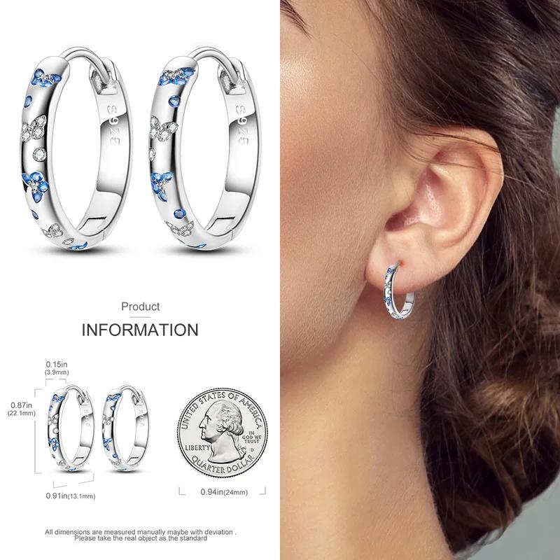 2024 New Earring for Women 925 Silver Sparkling Star Butterfly Heart Tassels Feather Hoop Earrings Engagement Wedding Jewelry