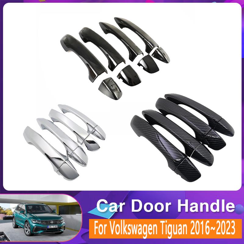 Car Door Handle Cover Trim For VW Volkswagen Tiguan AD BW 2016~2023 Scratch Proof Chromium Styling Car Exterior Part