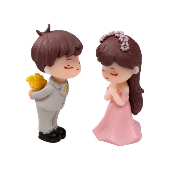1 Pair Couple Cartoon Anti-crack Figures Marry Clear Texture Standing Decorate Scene Layout Proposal Wedding Couple Ornaments