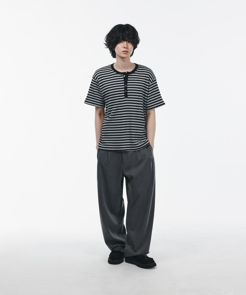 SIGNATURE [Summer Fabric Added] Double-Tuck Wide Slacks [Gray]